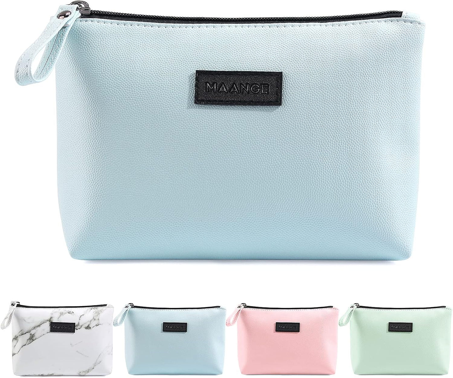 Cosmetic Bags for Women - Small PU Leather Makeup Pouch | Travel-Friendly Zippered Design