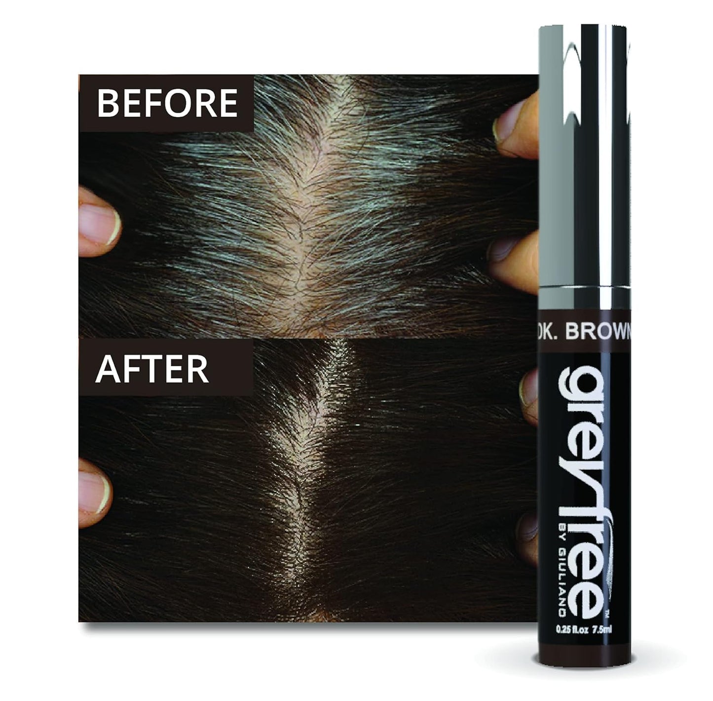 Hair Mascara Root Touch-Up for Gray Hair - Precision Concealer for Brows & Beard | Dark Brown