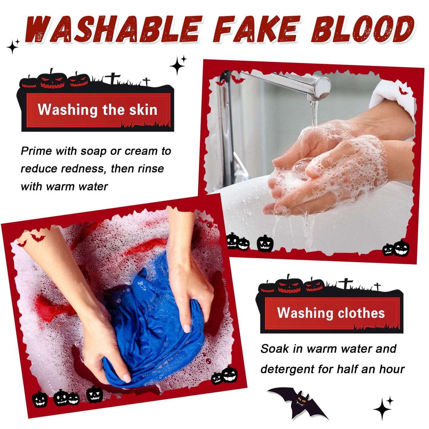 LZXLUKGIR 4PCS Halloween Fake Blood Makeup Kit,Washable Fake Blood Spray