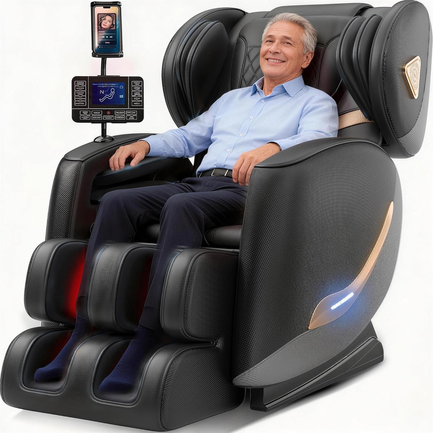 Full Body Massage Chair - Zero Gravity Recliner with 10-Point Roller, Heating & Airbags | Shiatsu Foot Roller for Ultimate Relaxation