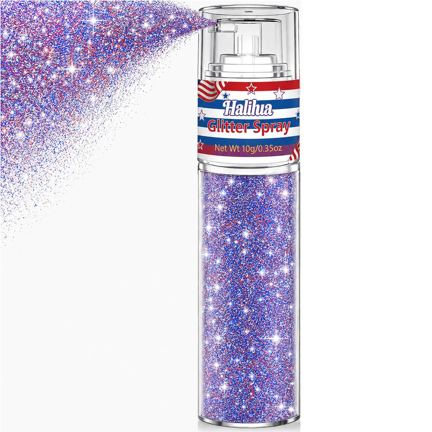 Patriotic Hair and Body Glitter Spray, 4th of July Decorations Accessories for 250 Anniversary Independence Day, Fourth of July Outfits for Women Kids, Red White and Blue Glitter Sparkle Powder