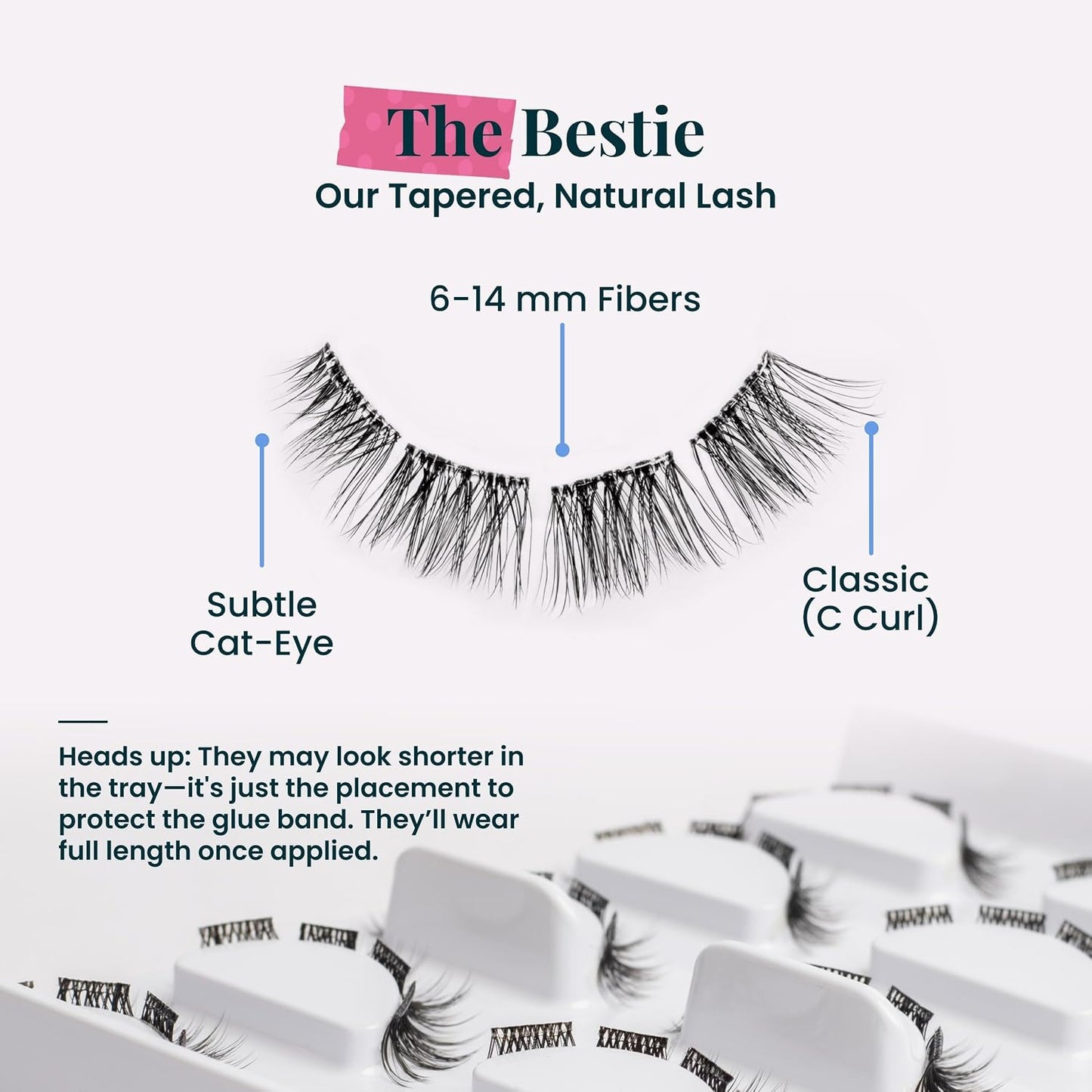 Self-Adhesive Eyelashes Kit - FlutterHabit STICKtionary Bestie | Pre-Glued Underlash Strips for Beginners, Lightweight & Reusable (5 Pairs)