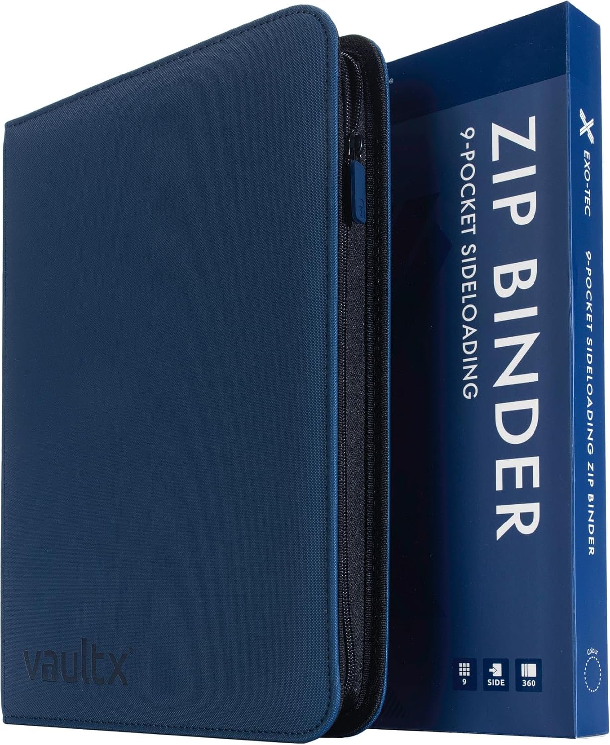 Vault X 9 Pocket Zip Binder - Durable Exo-Tec Material, Holds 360 Cards | Black, 20 Side-Loading Pages