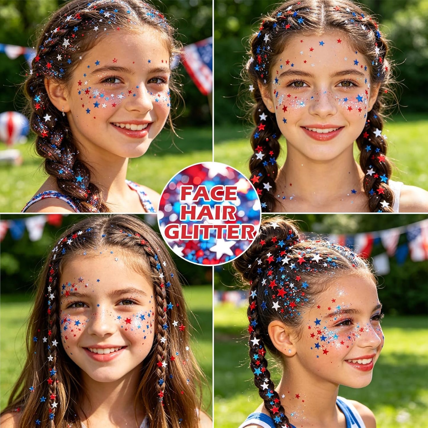 Patriotic 4th of July Glitter Stick - Sparkling Red, White & Blue Face & Body Glitter for Independence Day Celebrations | Perfect for Women & Kids