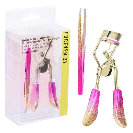 2pc Precision Eyelash Curler & Tweezer Set – Lash Curler & Lash Tweezers for False Eyelash Strips | False Eyelash Applicator Tool Kit | Essential Lash Accessories for Women