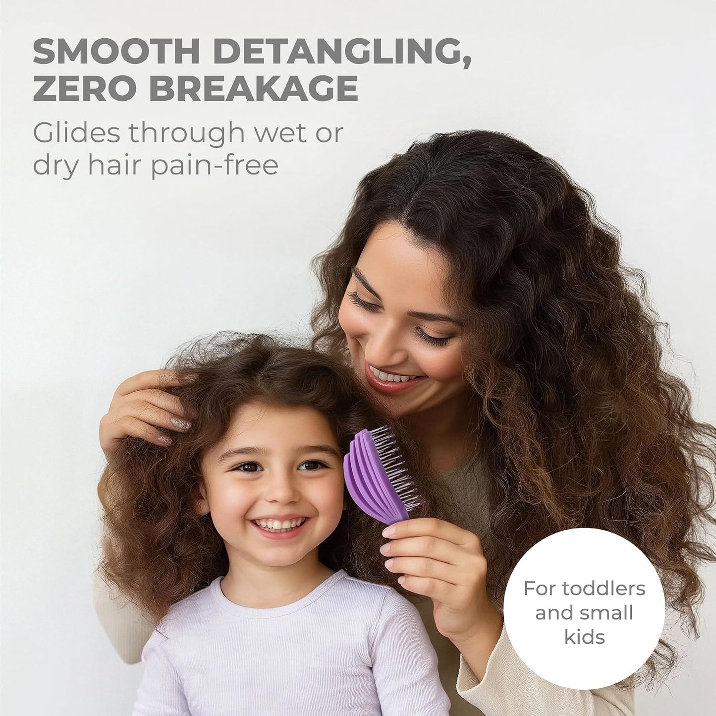 Mini Detangling Hairbrush - Colorful Octopus Design for Effortless Wet & Dry Hair - Small Purple Hairbrush