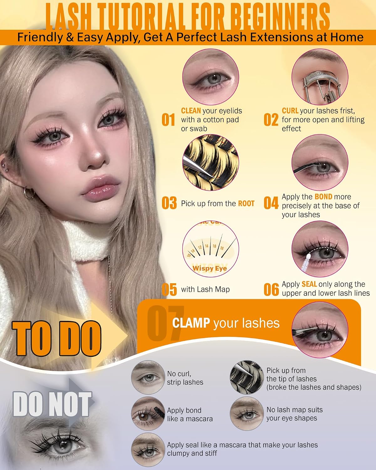 Wispy Lash Clusters - 180Pcs D-Curl Anime Eyelash Extensions | Natural Look 8-16MM