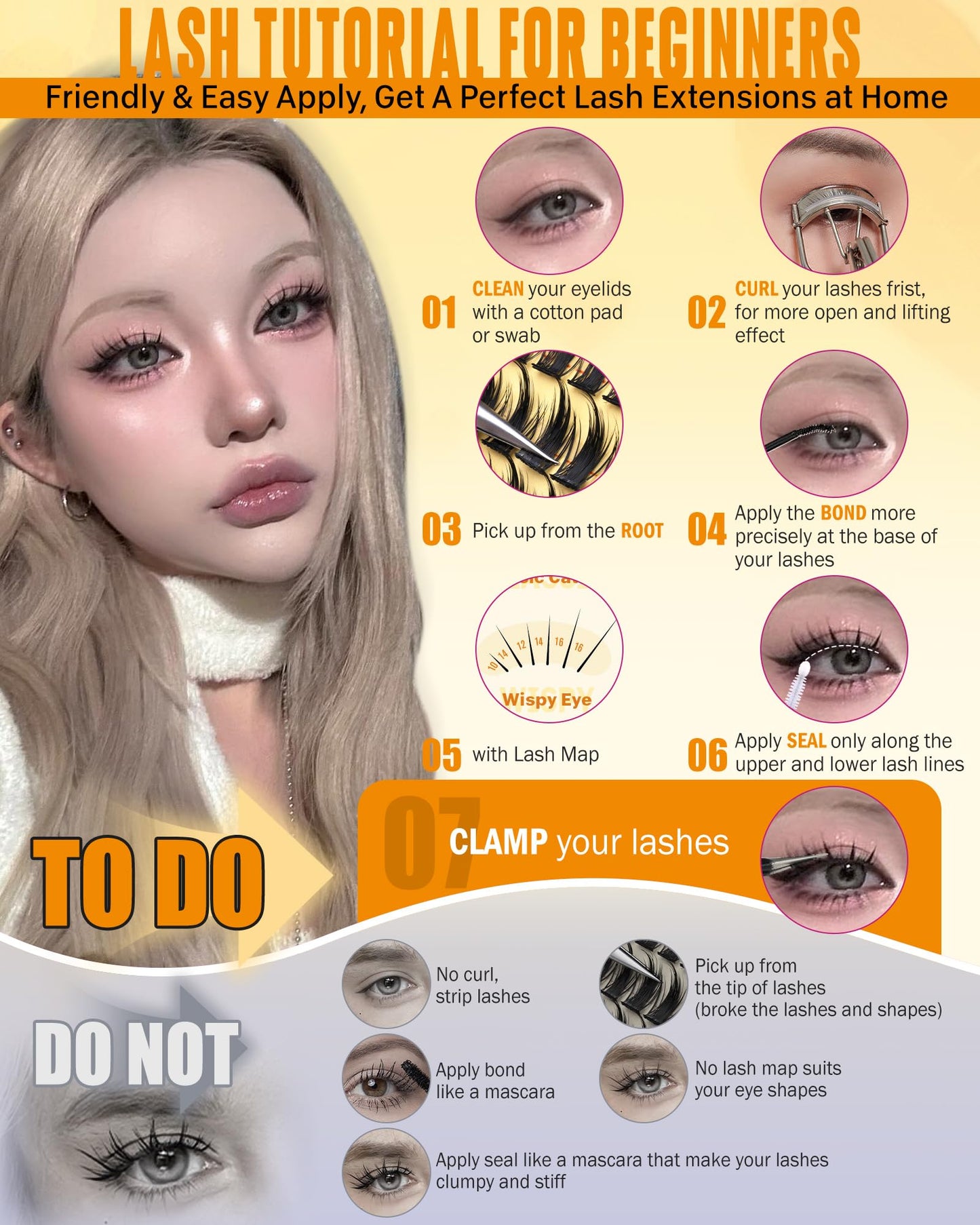 JIMIRE Wispy Lash Clusters Extensions 180Pcs Anime Eyelash Clusters D-Curly Manga Lashes Clusters Natural Look 8-16MM Cluster Eyelash Extensions Individual Lash Extension Pack