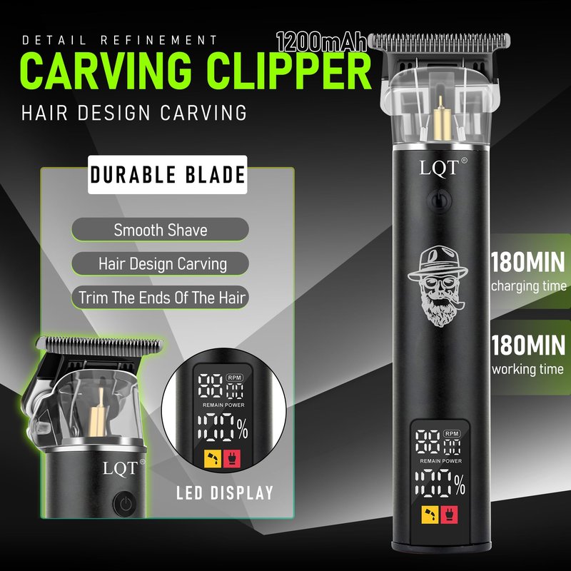 LQT Hair Clippers Professional Cordless for Men, Barber Clippers for Hair Cutting Kit, Wireless LCD Display Hair Trimmers Set, Rechargeable Haircut Machine Gifts for Family