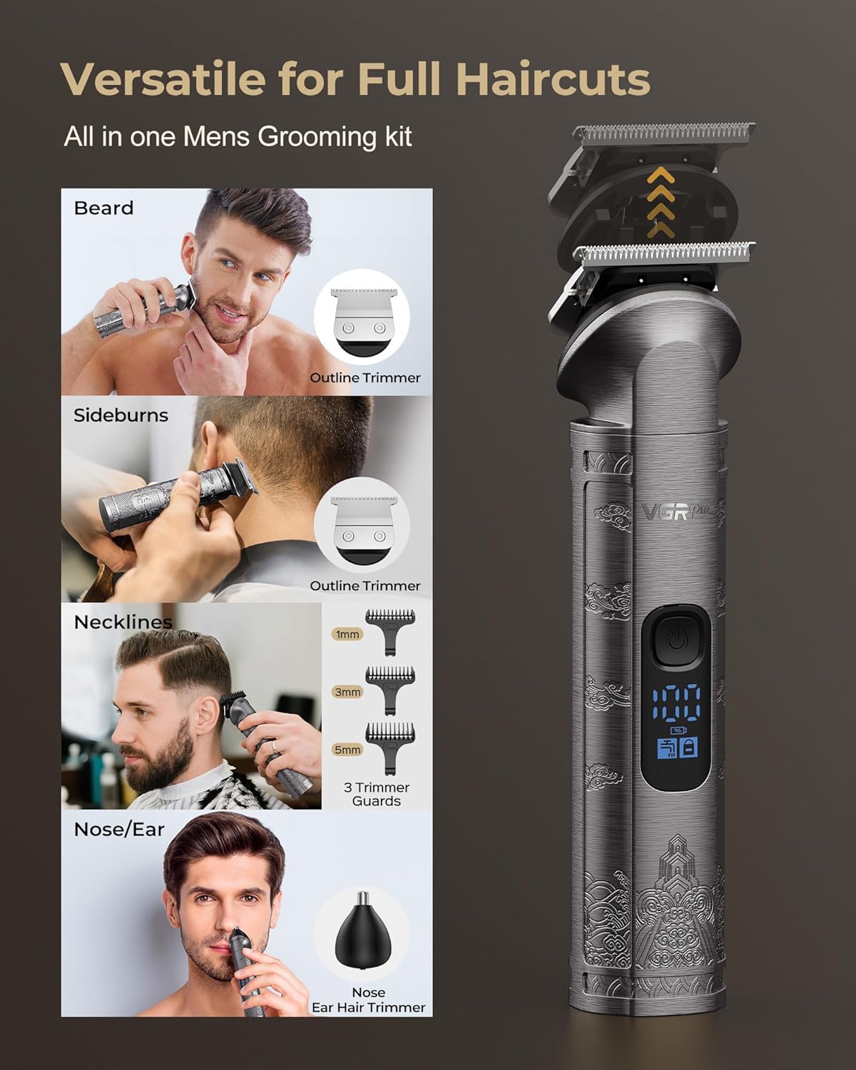 Professional Hair Clippers for Men - Cordless Hair Cutting Set | Electric Trimmer with Package Box