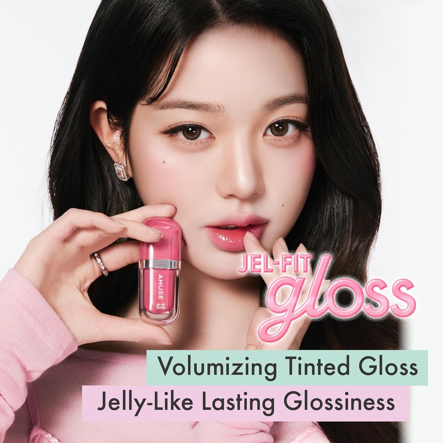 Jel-Fit Tinted Lip Gloss - Caffeine Cherry Ultra Shine Plumping Lip Stain | Hydrating Vegan K-Beauty Tint