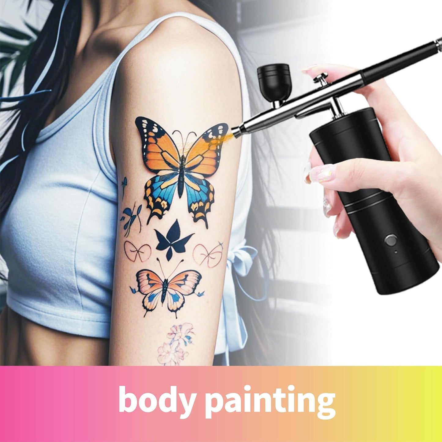Portable Cordless Nail Art Airbrush Kit - Wireless Professional Cleaning Tools for Artists | Black