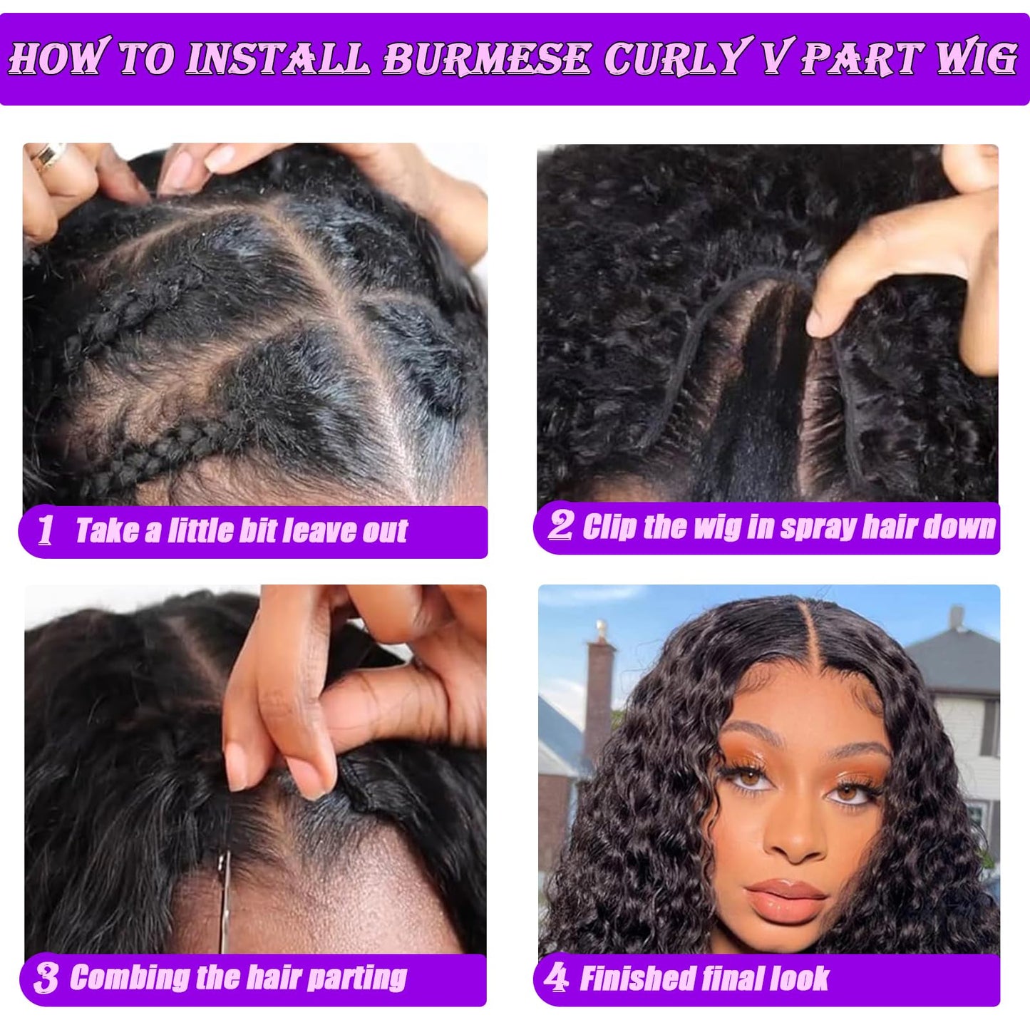Yavida Burmese Curly V Part Wig Human Hair 20 Inch Upgrade U Part Wig With Drawstring and Spiral End 180% Density Glueless Clip In Half Wigs Curly Human Hair Wig for Black Women Natural Color