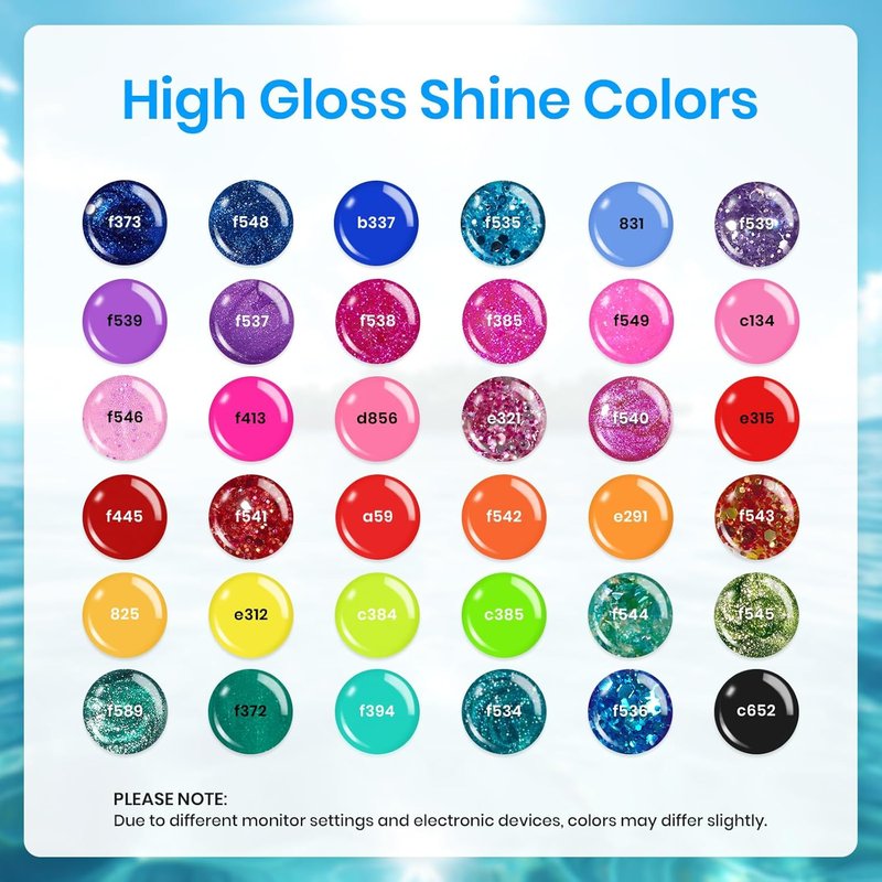 Beetles Gel Nail Polish Kit - 36 Colors Neon Yellow, Orange & Hot Pink | UV LED Soak Off Manicure Set for Women