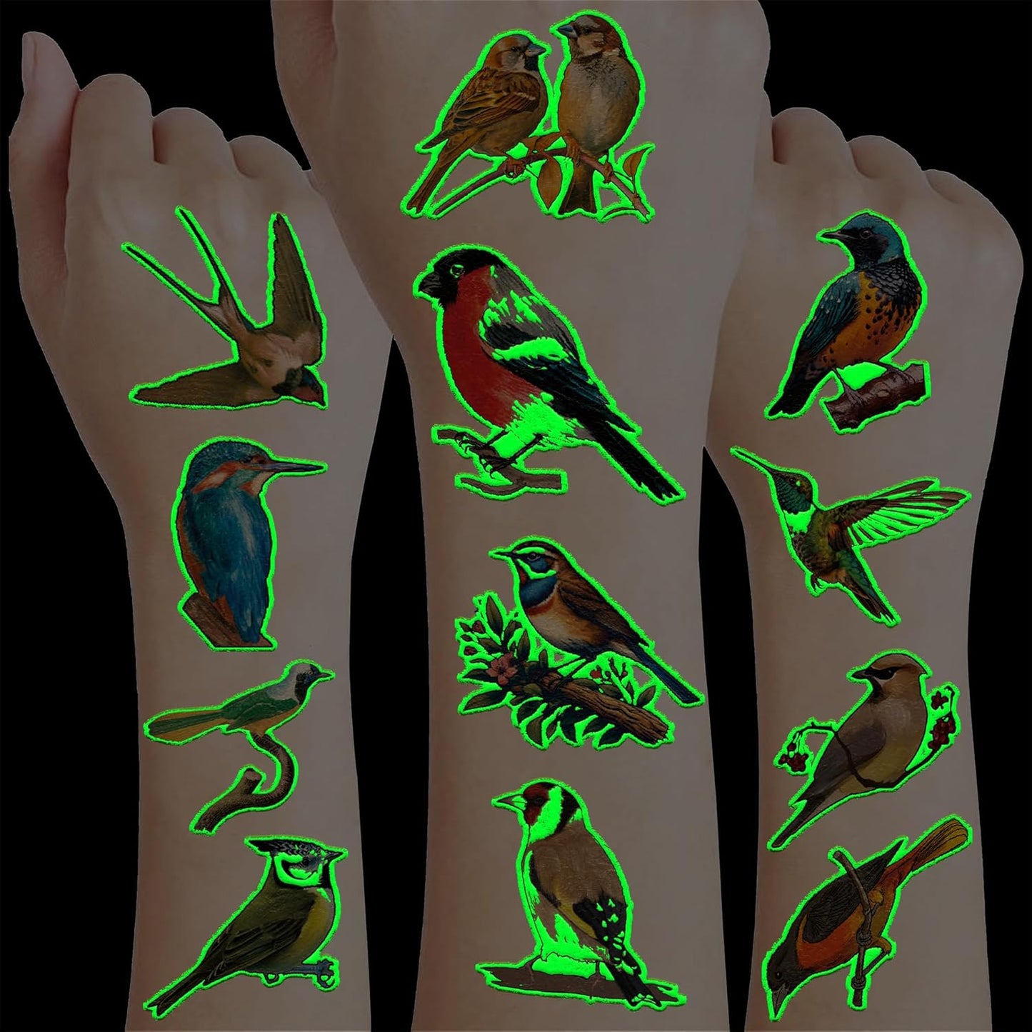 Small Rainforest Bird Temporary Tattoos - 96 PCS Birthday Party Favors | Hummingbird Decor for Kids