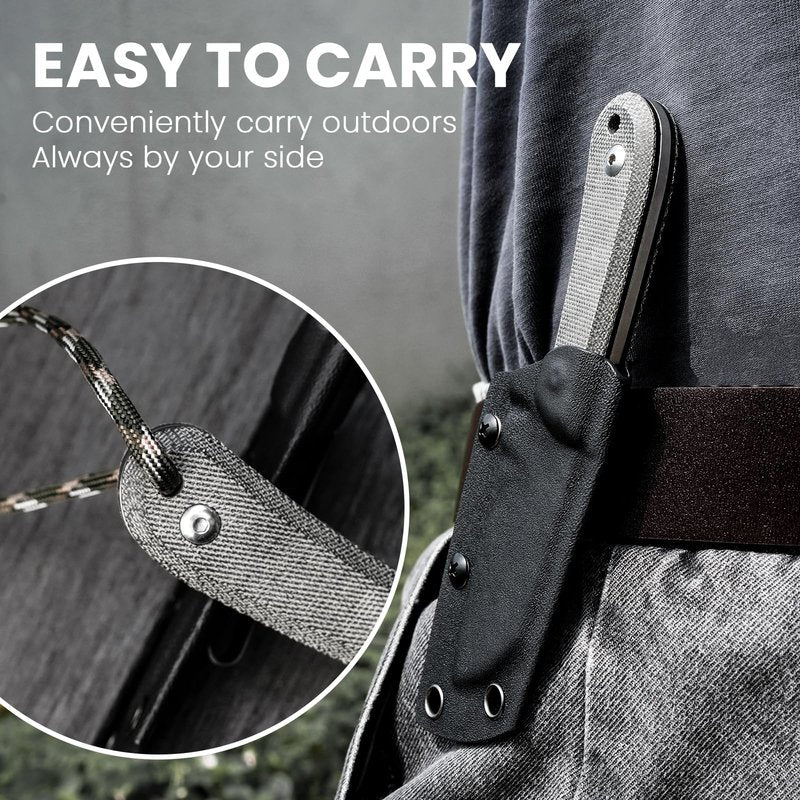 Kizer Deckhand Fixed Blade Hunting Knife with Sheath, D2 Blade Camping Knife G10+Micarta Handle Lightweight EDC Fixed Blade for Men Women Outdoor, for Hunting Survival 1062A1