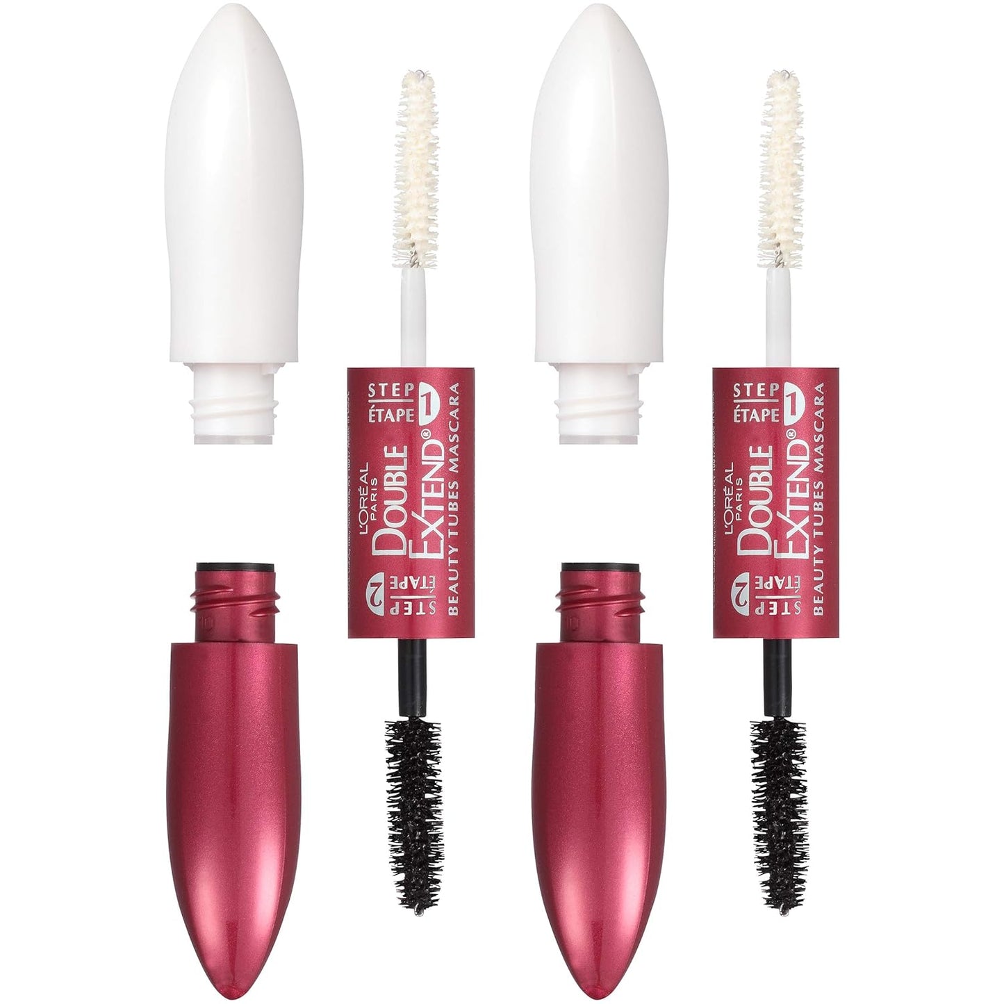 L'Oreal Paris Double Extend Tubing Mascara - Lengthening, Smudgeproof, Black | 2-Step Formula
