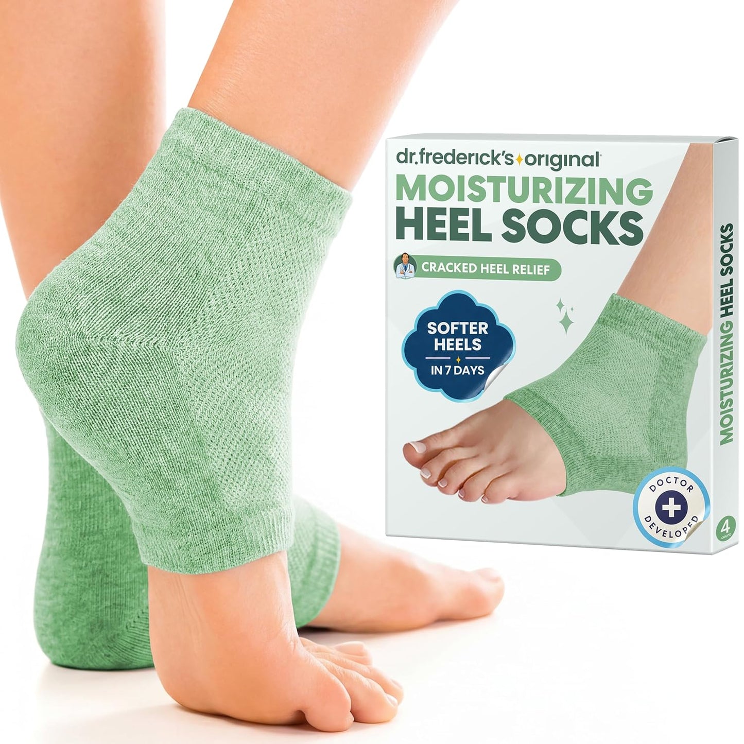 Moisturizing Heel Socks for Dry Cracked Heels - Olive Oil & Vitamin E Infusion | 2 Pairs for Men & Women