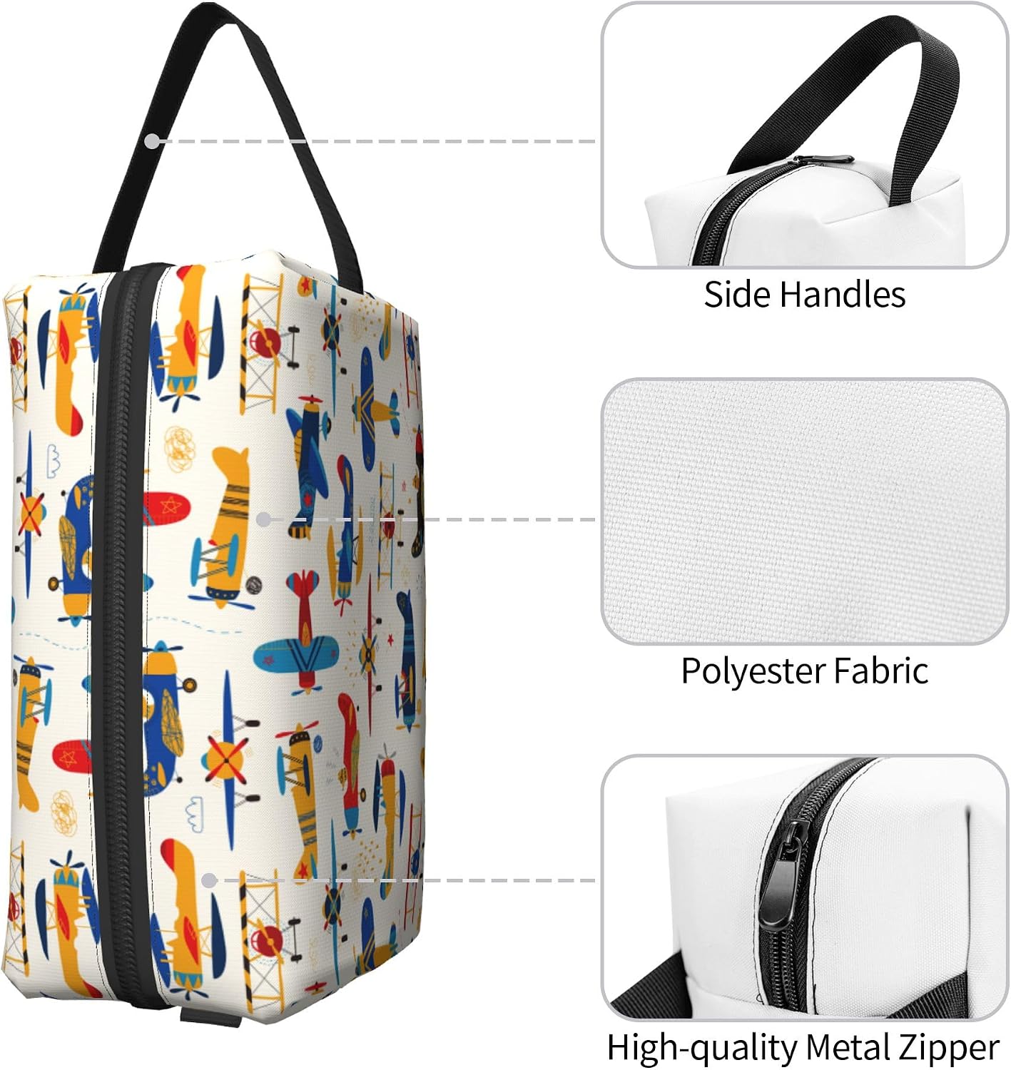 Kids Travel Toiletry Bag - Waterproof Hanging Cosmetic Pouch for Boys & Girls | Helicopter Design