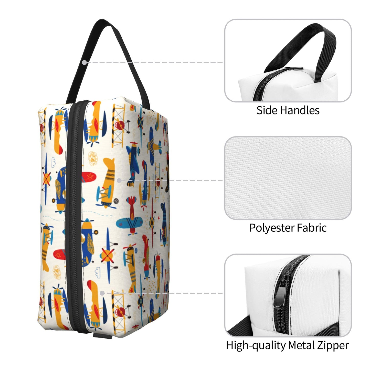 Xalvyriehf Kids Travel Toiletry Bag for Boys Girls - Waterproof Makeup Pouch Hanging Cosmetic Wash Bags Dopp Kit Shaving Bag for Toiletries Accessories(Helicopter Aircraft)
