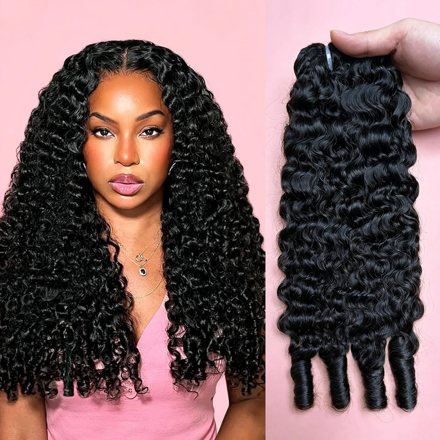 Curly Human Hair Bundles - 3Pcs Burmese Virgin Hair 16" 18" 20" | Natural Black Spiral Ends