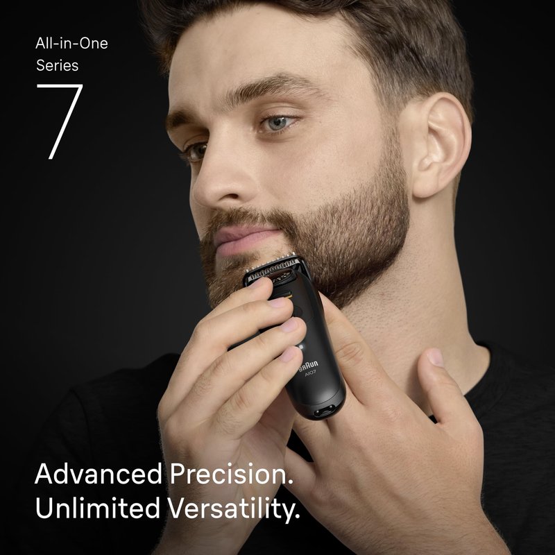 Braun Series 7 All-in-One Beard & Body Grooming Kit for Men, Cordless Trimmer, Hair Clippers & Shaver for Face, Hair & Body with Gillette ProGlide Razor, AIO 7535