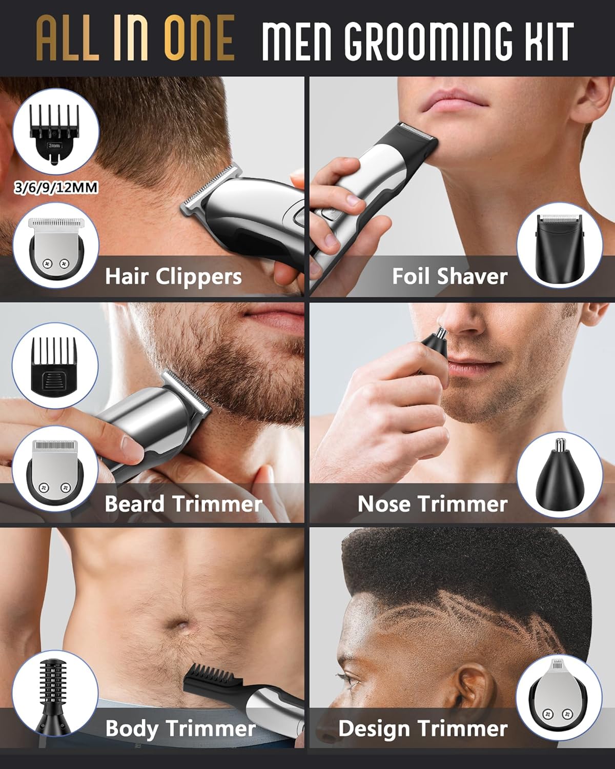 Beard Trimmer for Men - Waterproof Electric Razor for Face, Body & Mustache | Cordless Grooming Kit