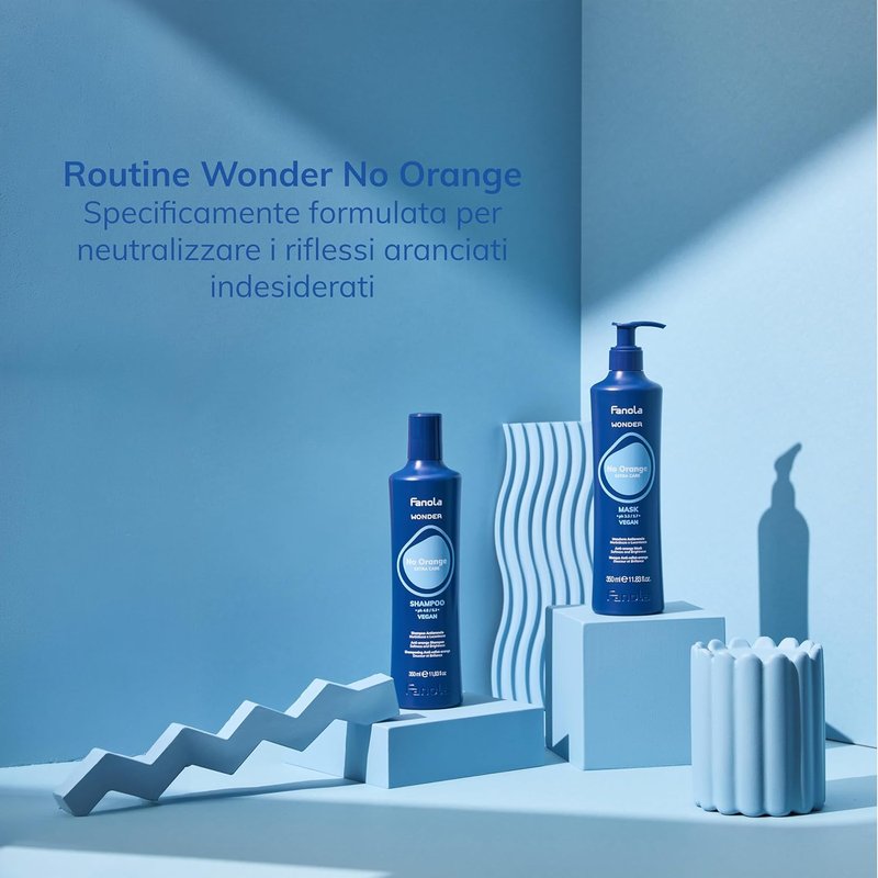 Fanola Wonder Blue Shampoo - Toning Shampoo for Brunettes | Neutralizes Orange & Brassy Tones - Vegan & Sulfate-Free (11.8 fl oz)