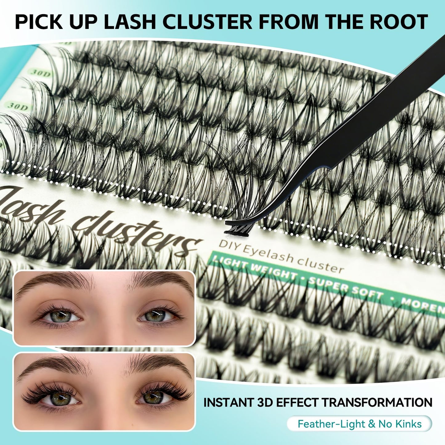 Wispy Lash Clusters, Individual Cluster Lashes 40D 50D, DIY Cluster Eyelash Extensions for Natural Wispy Look, Soft Lightweight Individual Lash Clusters for At-Home Lash Extension