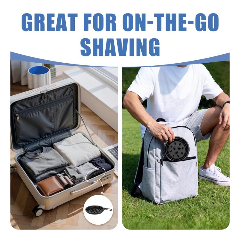 Ezcora Foldable Silicone Shaving Bowl with Carabiner, Portable Shave Mug for Men, Quick-Lather Shaving Cream & Soap Bowl, Lightweight Collapsible Design with Non-Slip Base