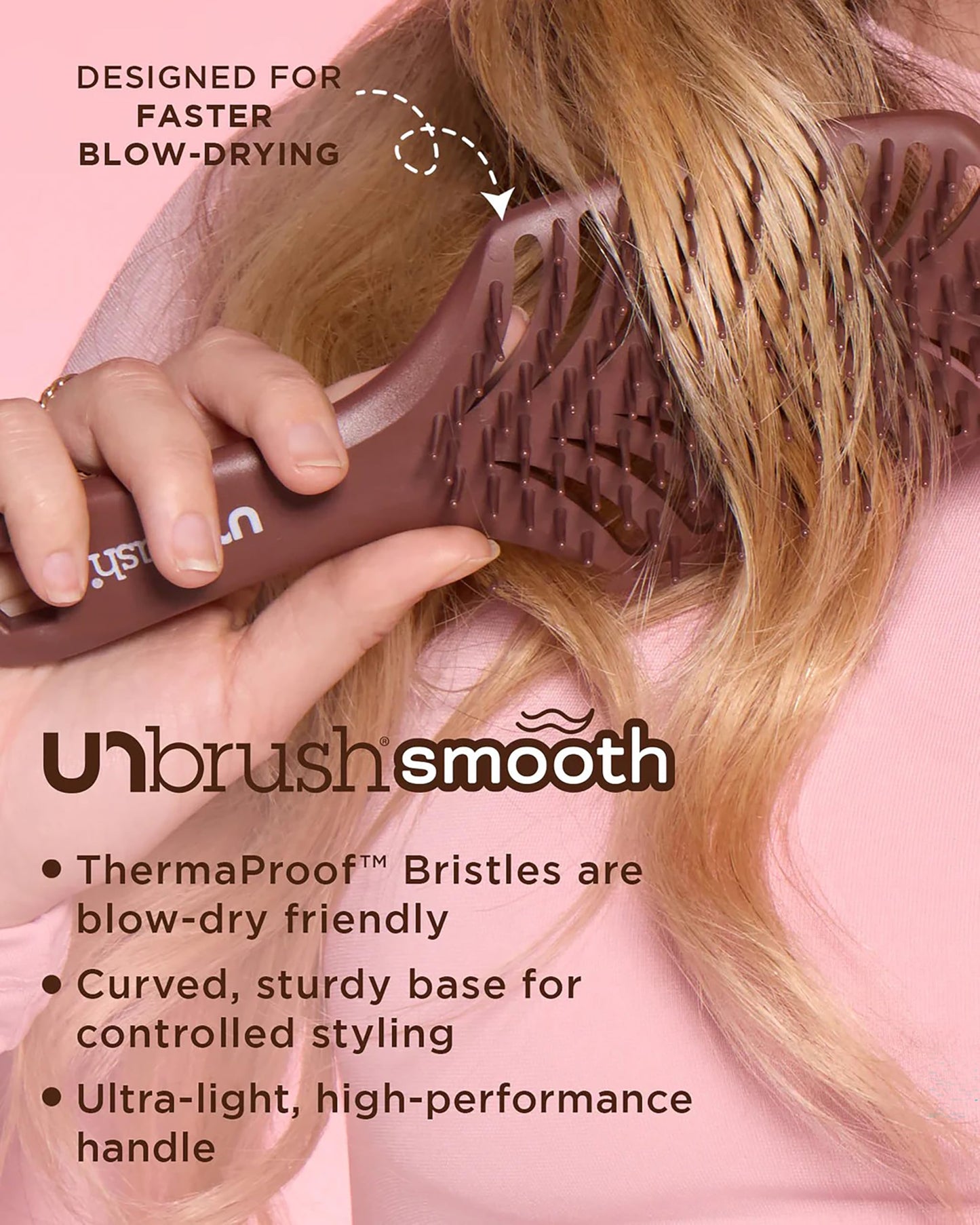 FHI Heat UNbrush Smooth Blow Dryer Brush — Blow Out Brush w/ThermaProof Blow-Dry Friendly Bristles, Vented Cushion, Lightweight Handle for Faster Drying, Frizz Control, Salon-Quality Results