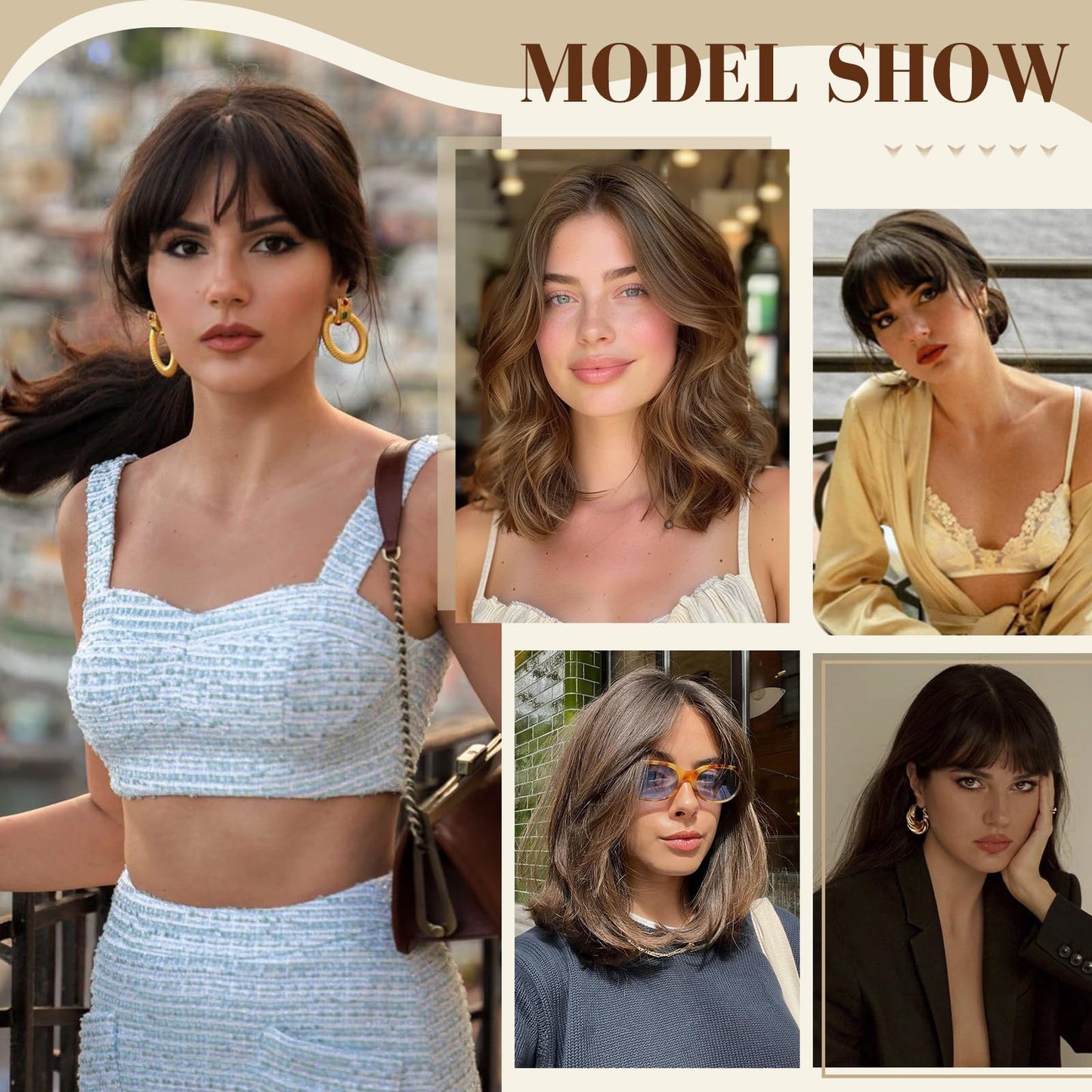 S-noilite Human Hair Topper with Bangs 360°3D Cover Toppers Hairpieces for Women Bangs Hair Clip Mocha Brown 12inch