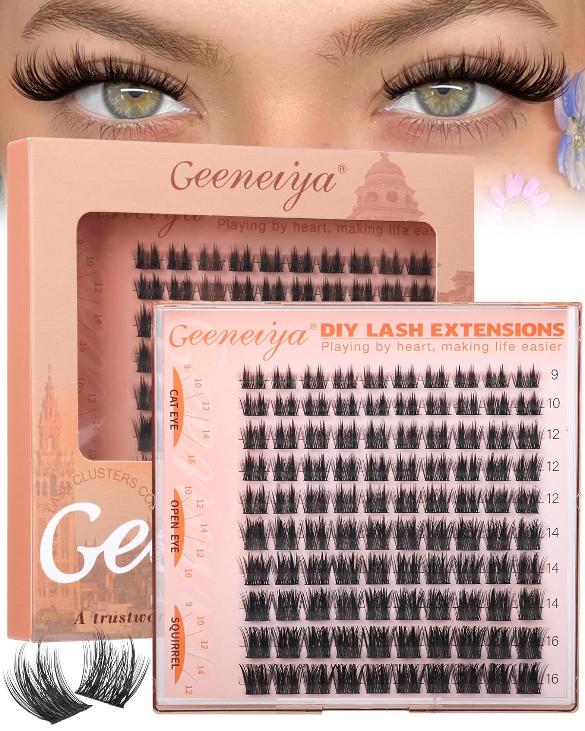 Fluffy Lash Clusters - 3D C Curl Eyelash Extensions for Salon-Quality Lashes | 8-16mm Natural Length