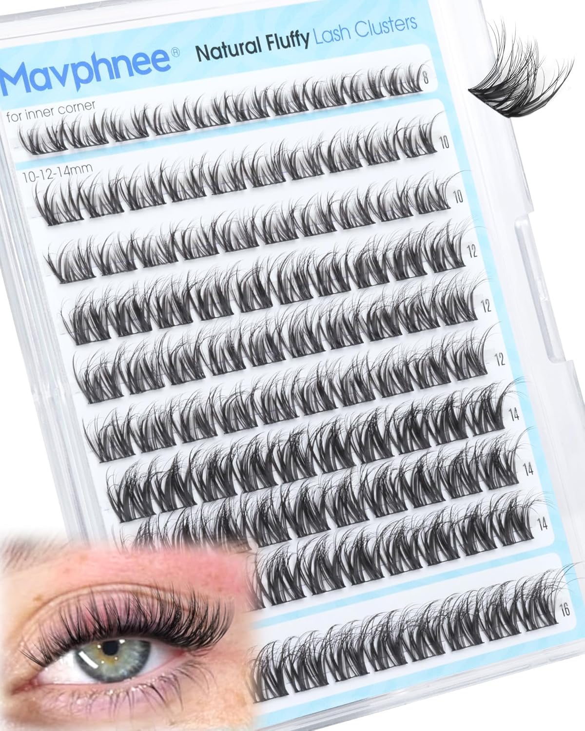 Fox Eye Lash Clusters - J-Curly Individual Eyelash Extensions | 144 Pcs, 10-15MM Wispy Cat Eye Design
