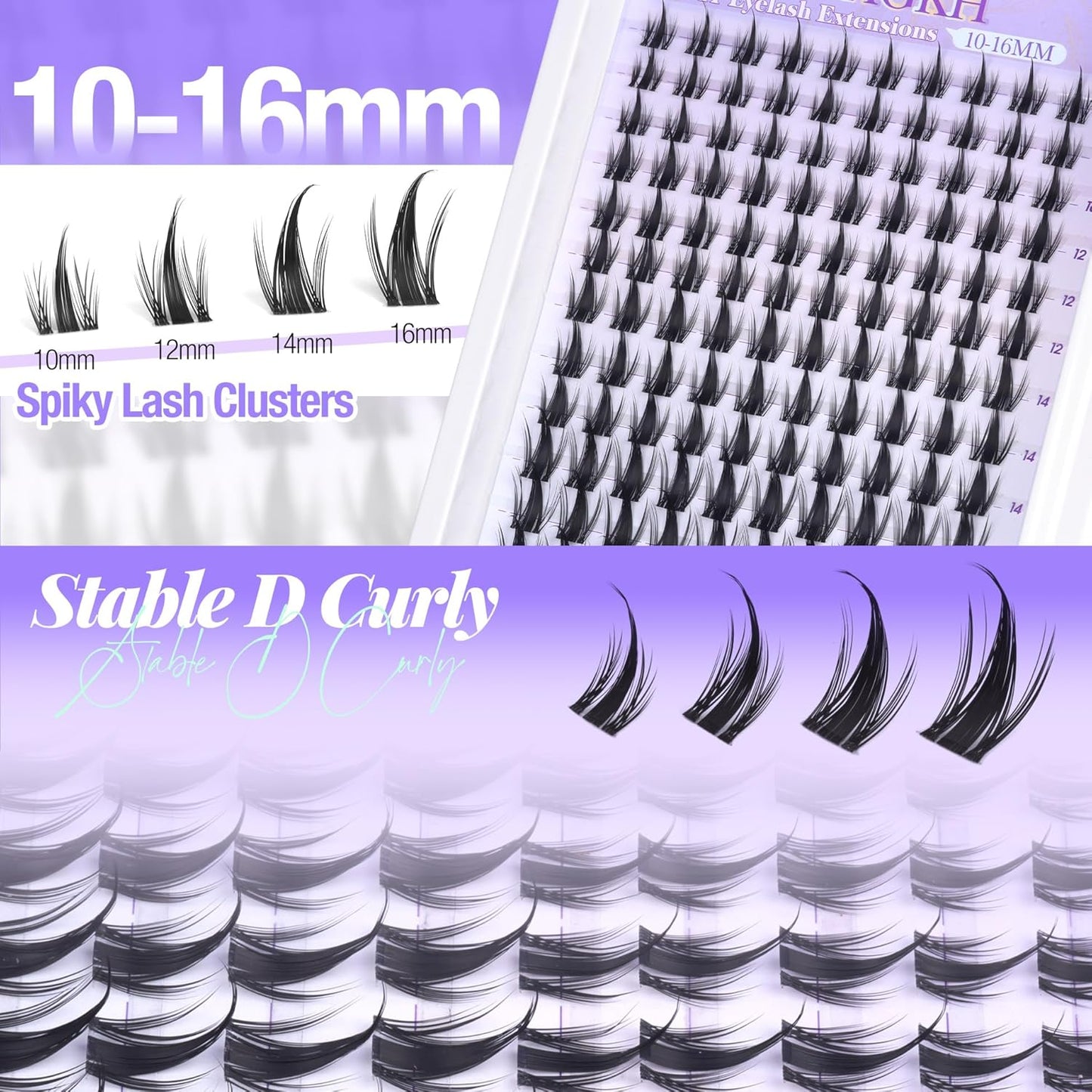 Anime Lash Clusters - Spiky Manga Eyelash Extensions with Invisible Band | 10-16mm Wispy 120 Pcs