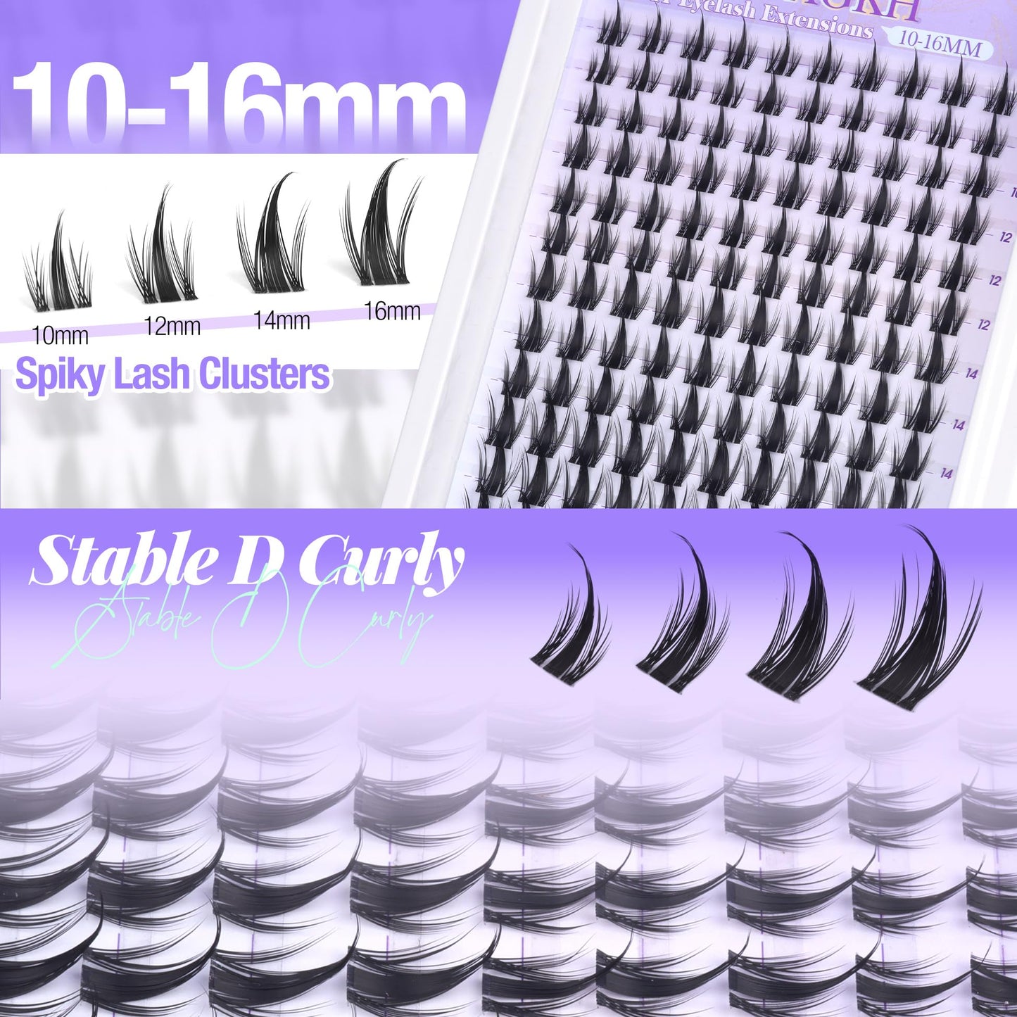 Anime Lash Clusters with Spikes Manga Eyelash Clusters Invisible Band Spiky Clusters Eyelash Extensions Natural Cluster Lashes Wispy 10-16mm DIY Lash Extension Clear Band Doll Individual Lashes 120Pcs