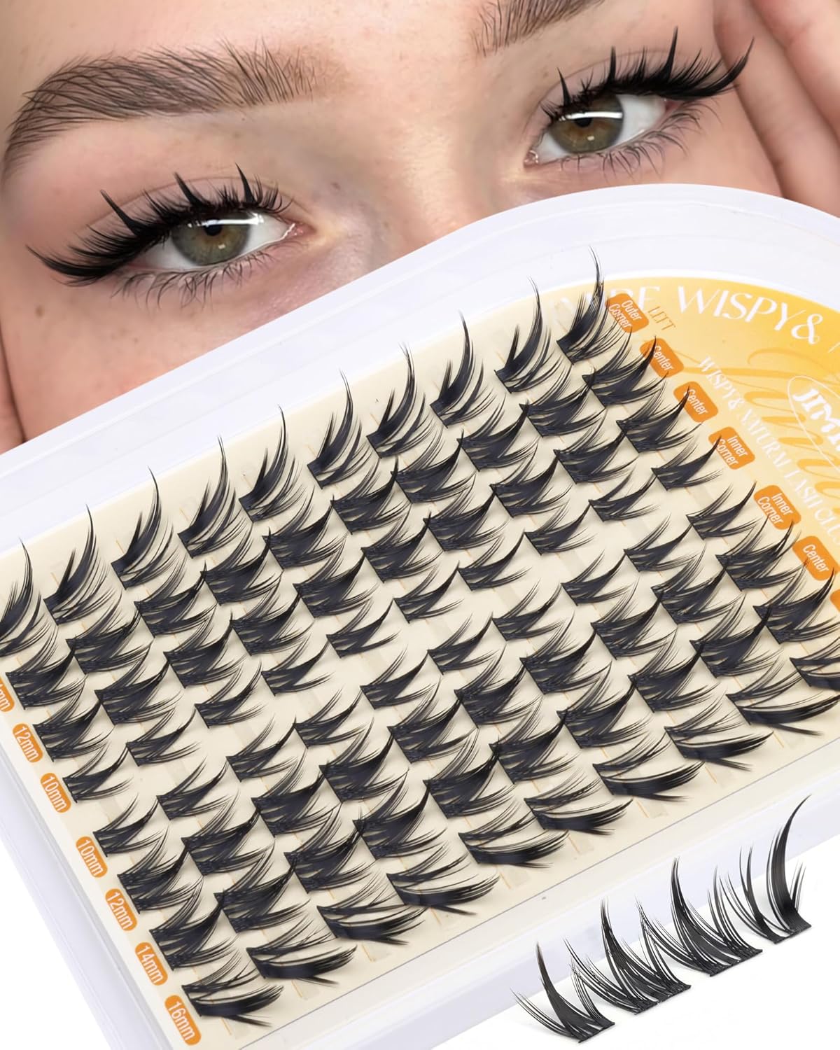 Manga Eyelash Clusters - Natural C Curly 10-14MM Wispy Individual Lashes | 110Pcs DIY Extensions