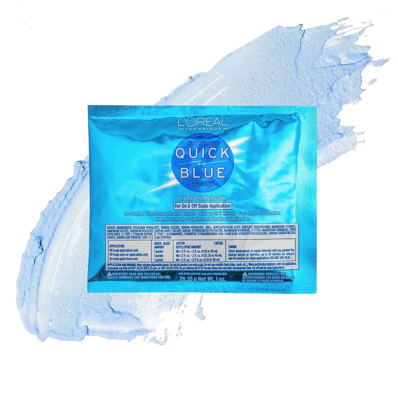 L'Oréal Quick Blue High Performance Bleach - Professional No Drip Hair Lightening Powder | Lifts Up To 7 Levels