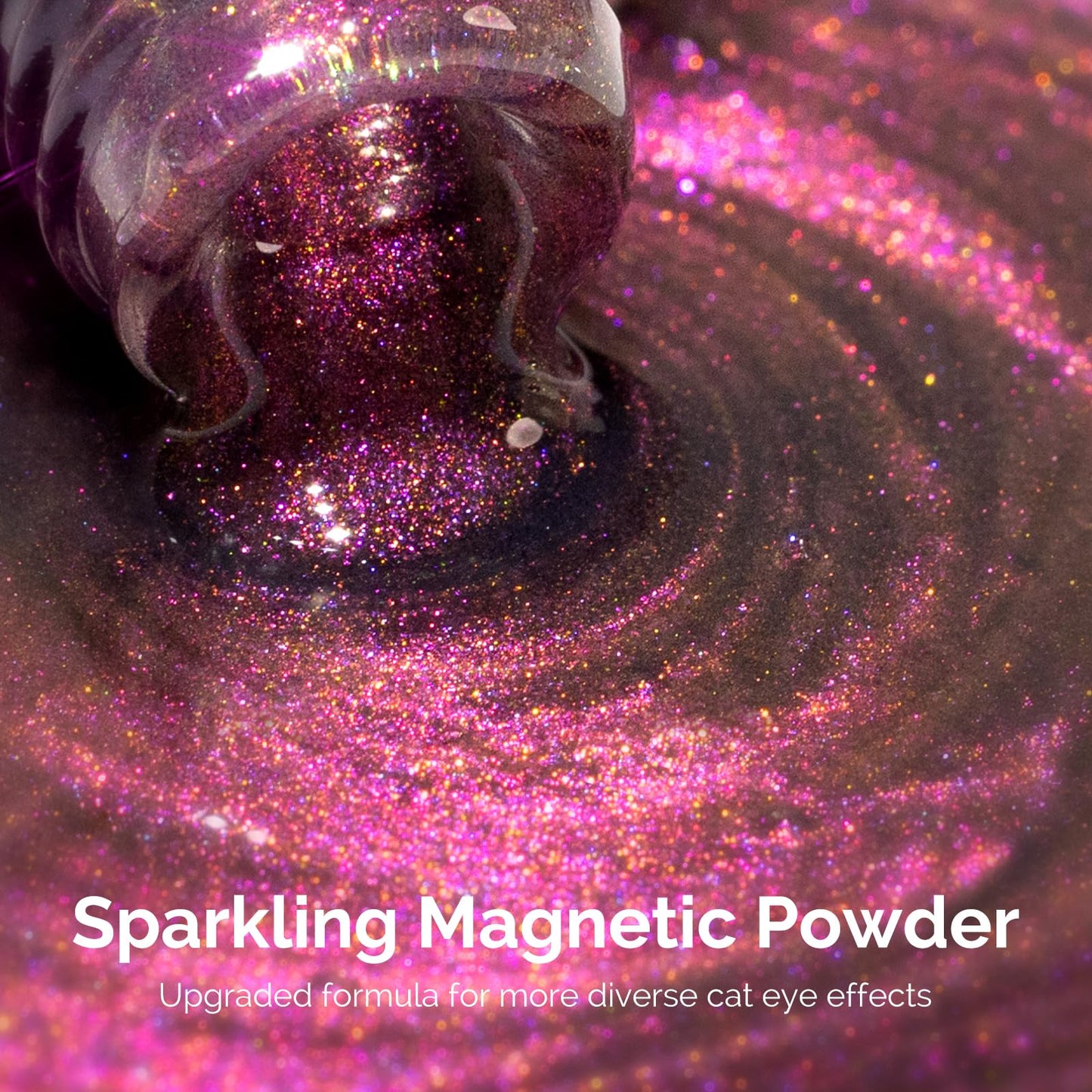 MelodySusie 9D Chameleon Cat Eye Gel Nail Polish, 0.5 Fl Oz Pink Glitter Holographic Magnetic Nail Polish with Magnet, UV Nail Polish for Nail Art Manicure Salon DIY at Home G1601