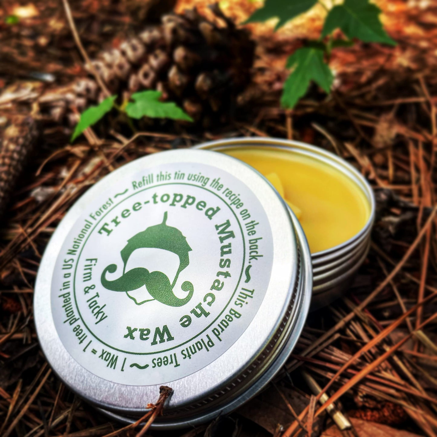 Green Beard Grmng Tree-Topped Mustache Wax for Men – Firm & Tacky Hold with Natural Beeswax & Hempseed Oil – Styles, Shapes & Controls 2 Ounce (Pack of 1)