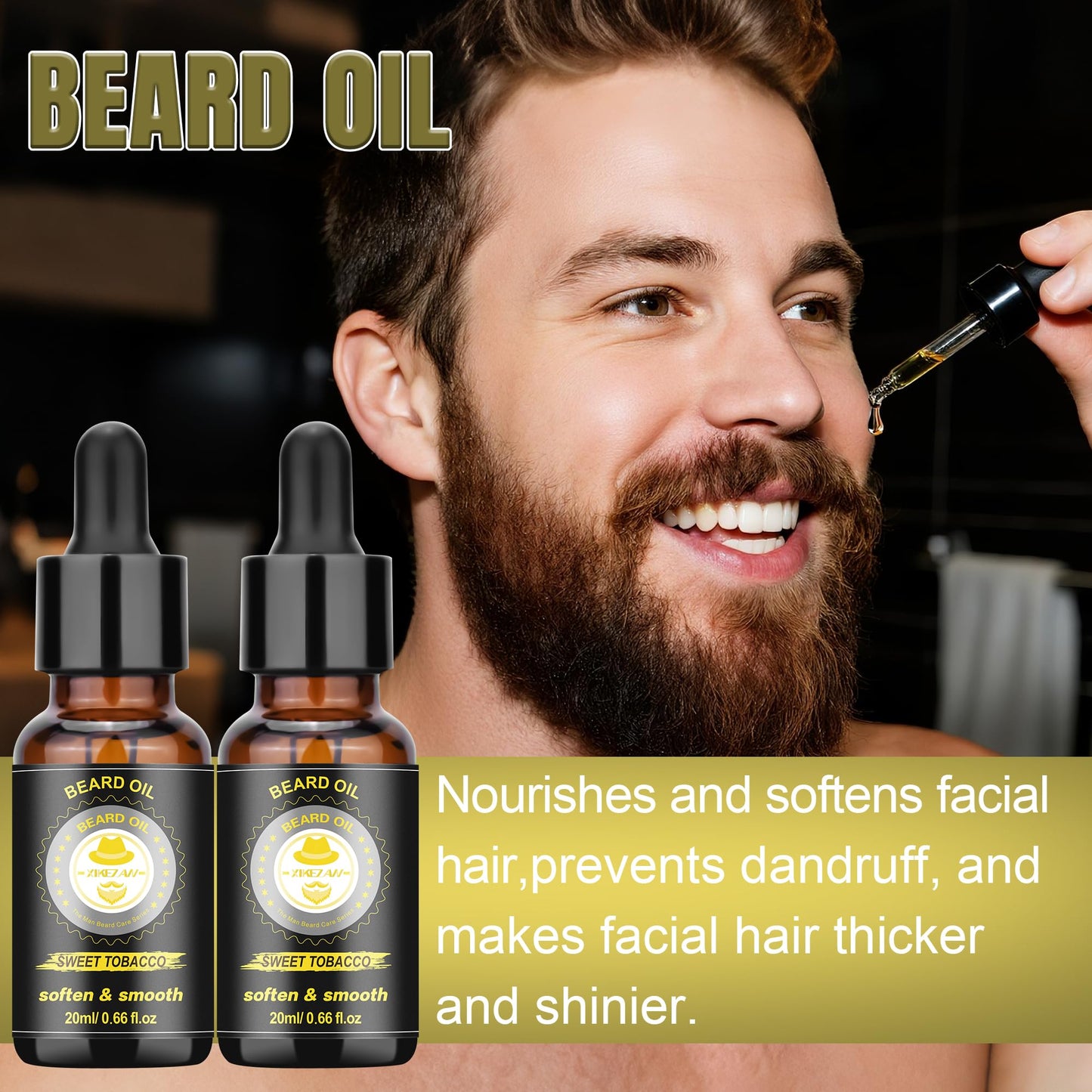 XIKEZAN Gifts for Men, Beard Kit for Mens Care & Grooming with Sweet Tobacco Beard Oils,Wash,Conditioner,Balm,Brush,Comb,Scissors,Cool Christmas Birthday Valentines Fathers Gifts for Men Him Husband