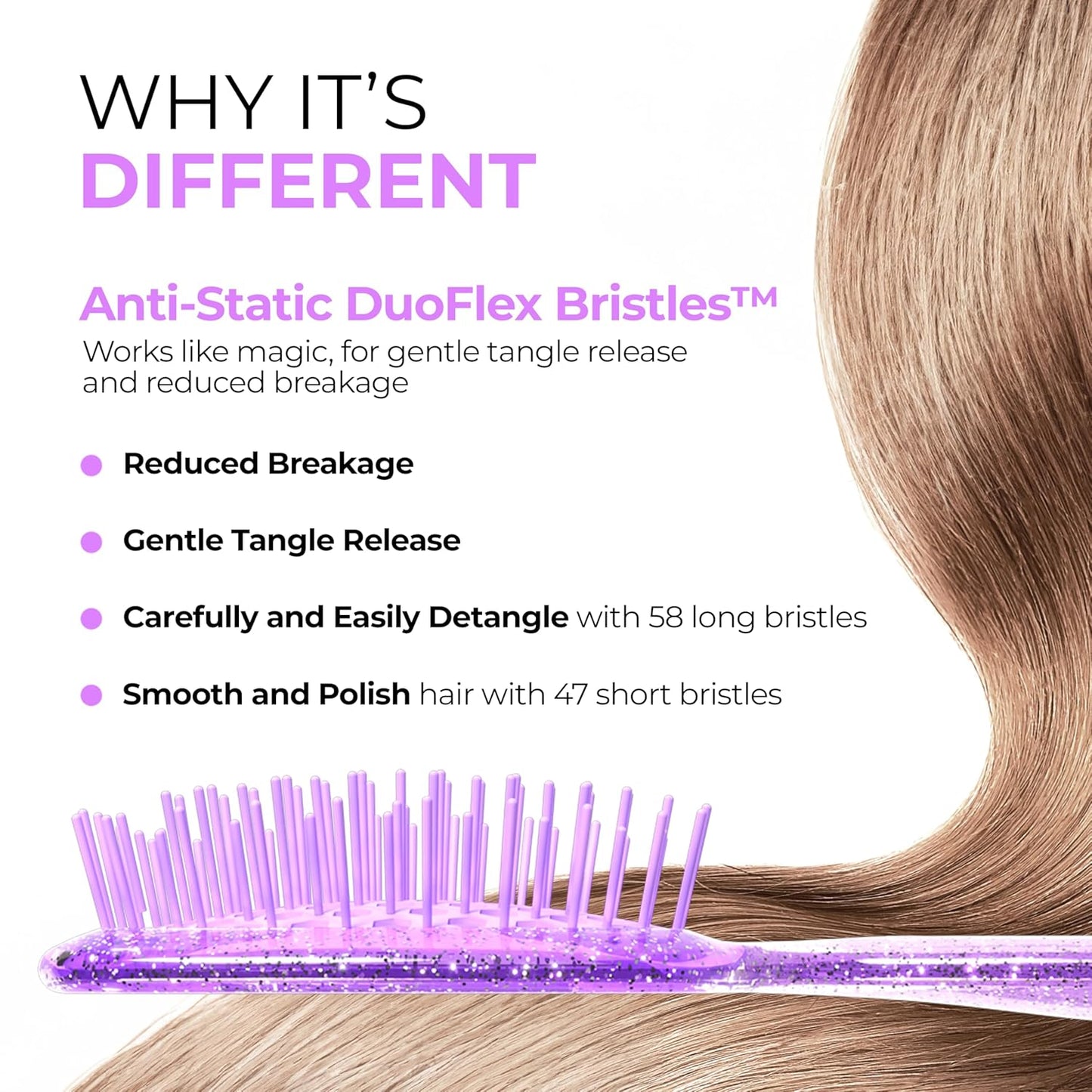 FHI Heat Mini Detangler Brush - Pain-Free Brushing for All Hair Types | Lightweight, Anti-Static Bristles