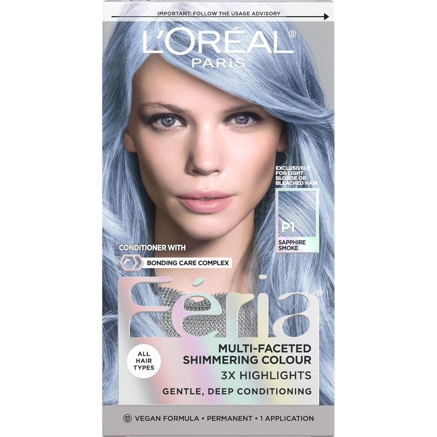 L’Oreal Paris Feria Hair Color - High Intensity Jet Black Dye for 3X Highlights | 1 Kit