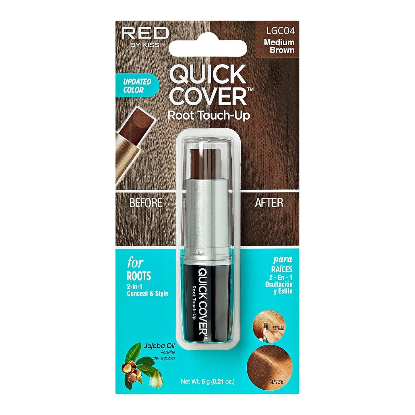 Quick Cover Root Touch Up Stick - Water-Resistant Gray Hair Concealer with Brush | Long-Lasting, Easy Application (Black)