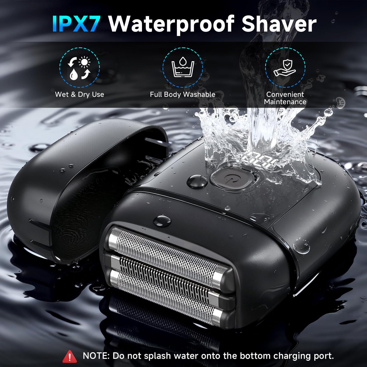 Electric Foil Shavers for Men: Mini Electric Razor with 3 Floating Blades, IPX7 Waterproof Foil Shaver, USB-C Rechargeable Shavers for Men with Travel Lock, Compact Grooming Gift for Home & Travel