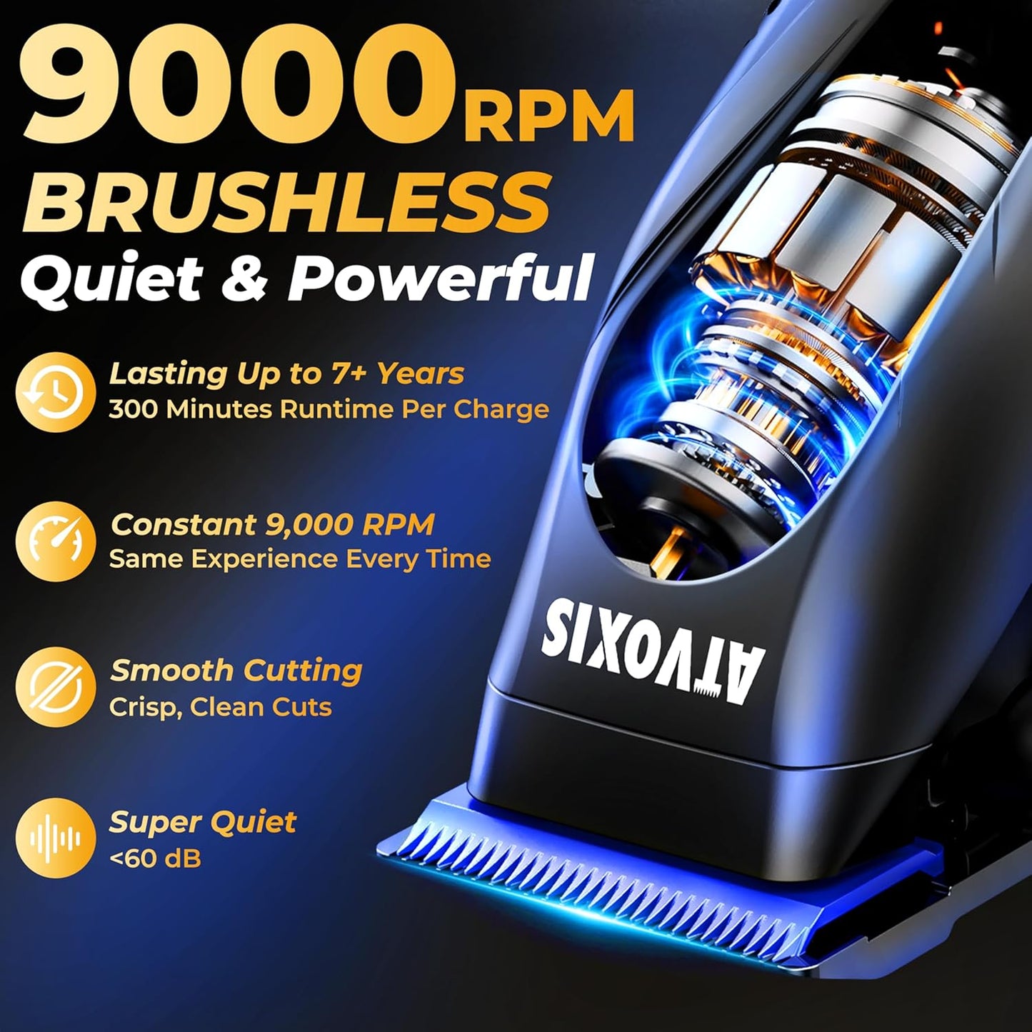 Professional Hair Clippers Set - 9000 RPM Brushless Motor, Cordless Design, Zero Gap Trimmers | Fast Charging, LED Display, Travel Pouch