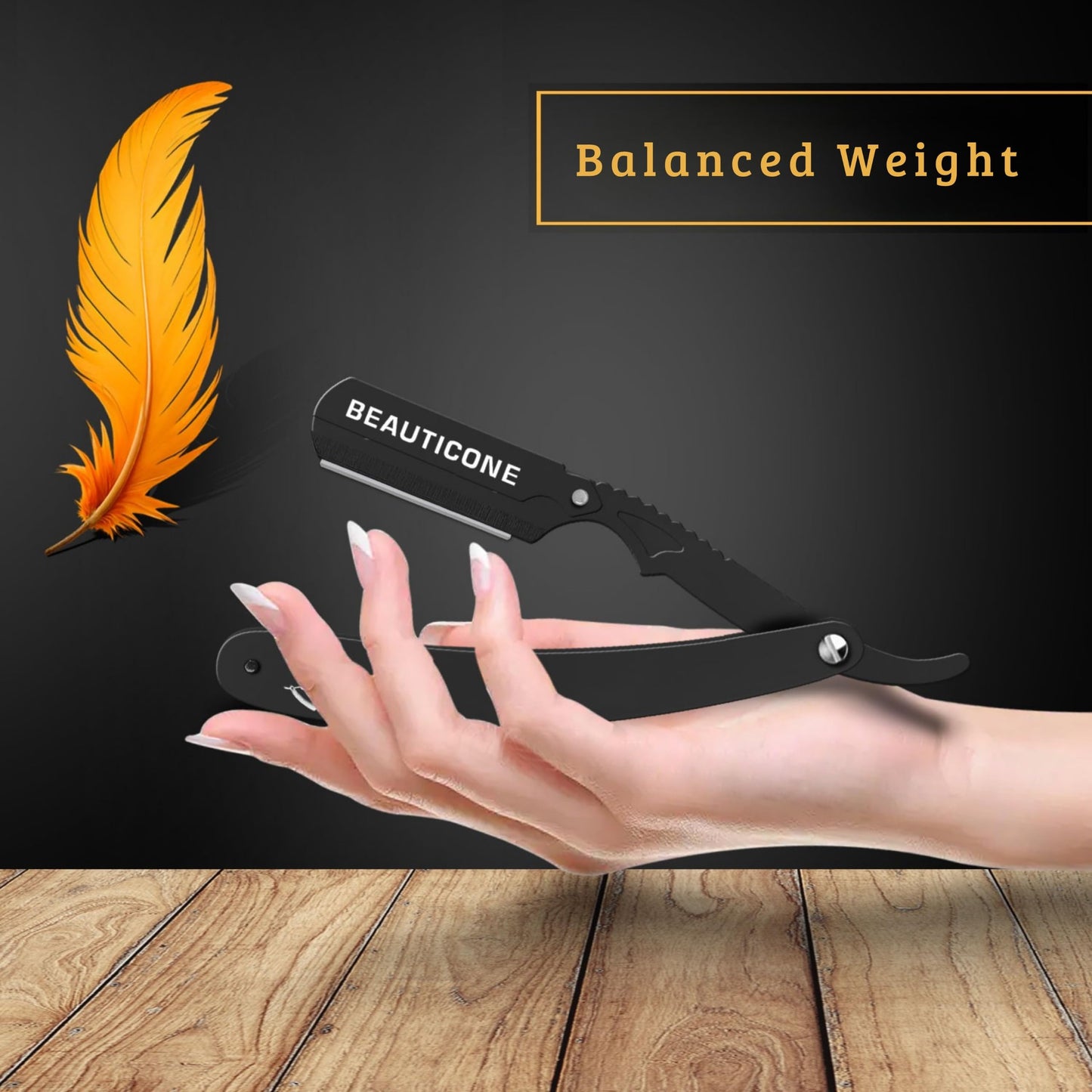 BEAUTICONE Straight Razors for Men, Professional Barber Razors, Premium Straight Edge Razor, Shaving Knife, Shavette, Stainless Steel, Wooden Handle, With PU Leather Case