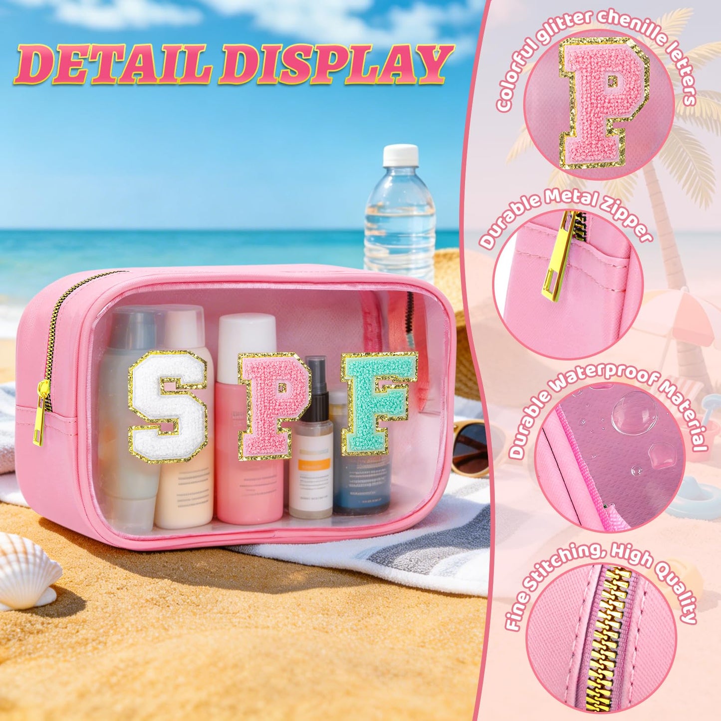 Kcjdd Clear Cute Waterproof Sunscreen Sun Bags Travel Toiletry Makeup Bag