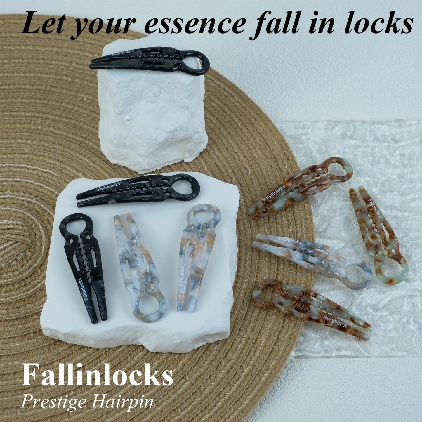 Fallinlocks 2.36" Small Prestige Hair Pins for Women, French Hair Pins for Thin & Thick Hair, Curved Anti-Slip Design for Better Hold, Perfect Holiday Gift for Her, 9PCS