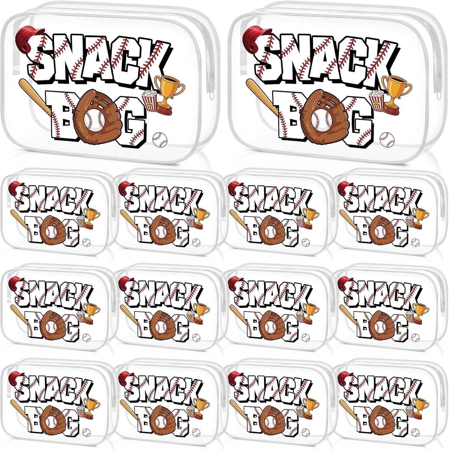 Softball Party Favors - 12 Pink Bow Snack Bags for Girls | Goodie Bags for Birthdays & Back to School, 7.09 x 4.72 x 2.36 Inch